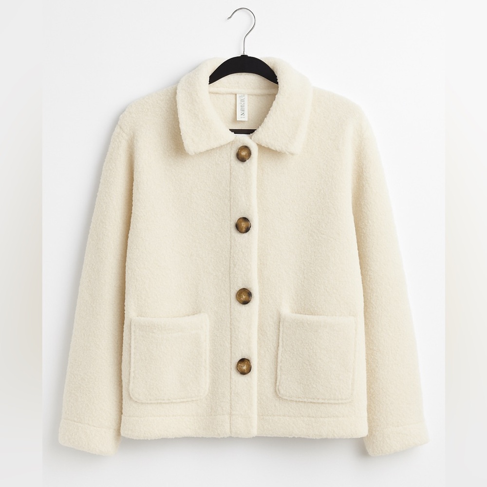 Anthropologie Danika Fuzzy Teddy Jacket | NWT | Large | Ivory Cream Cozy Coat - Picture 10 of 10